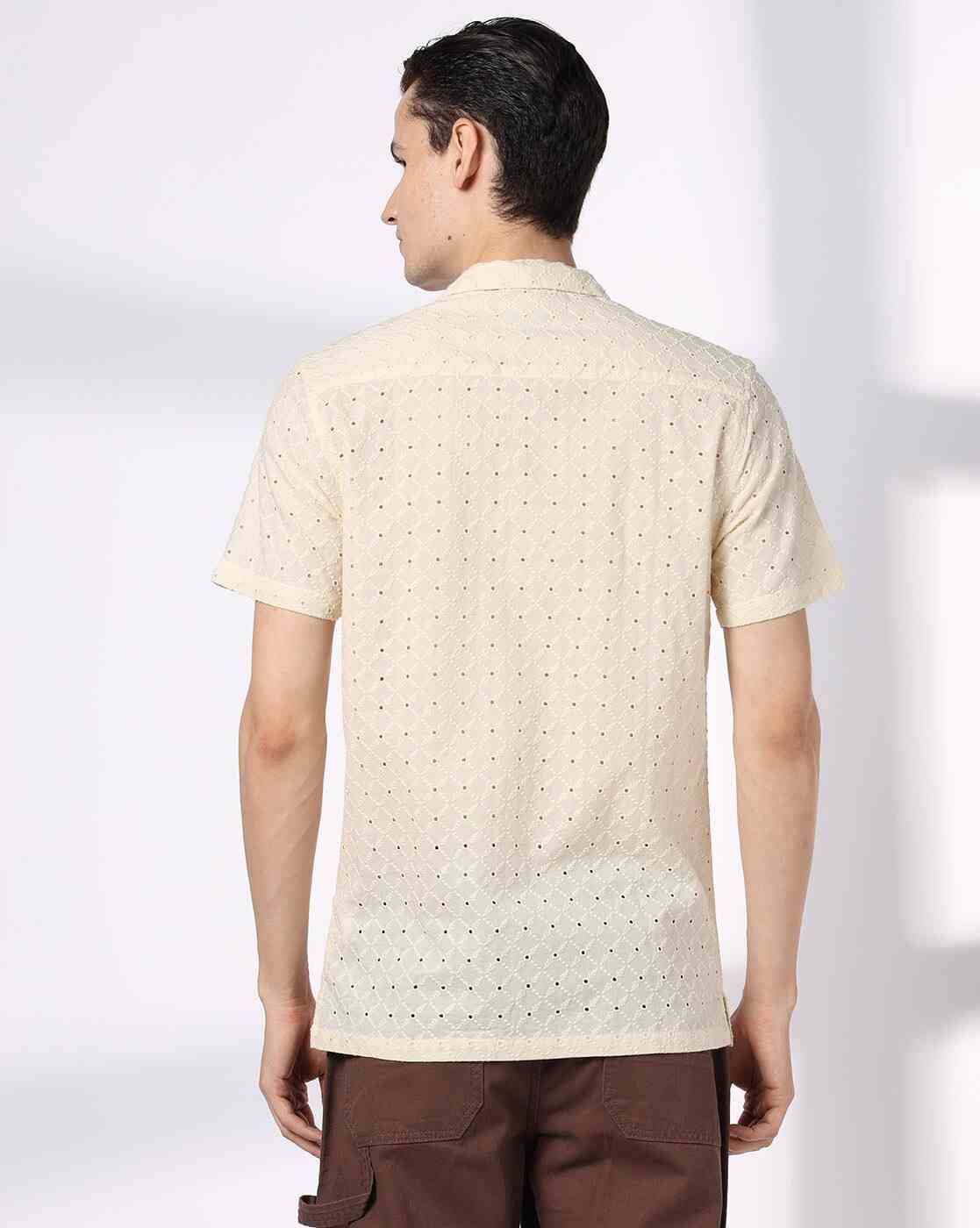 DNMX | Men Schiffli Embroidered Regular Fit Shirt|3