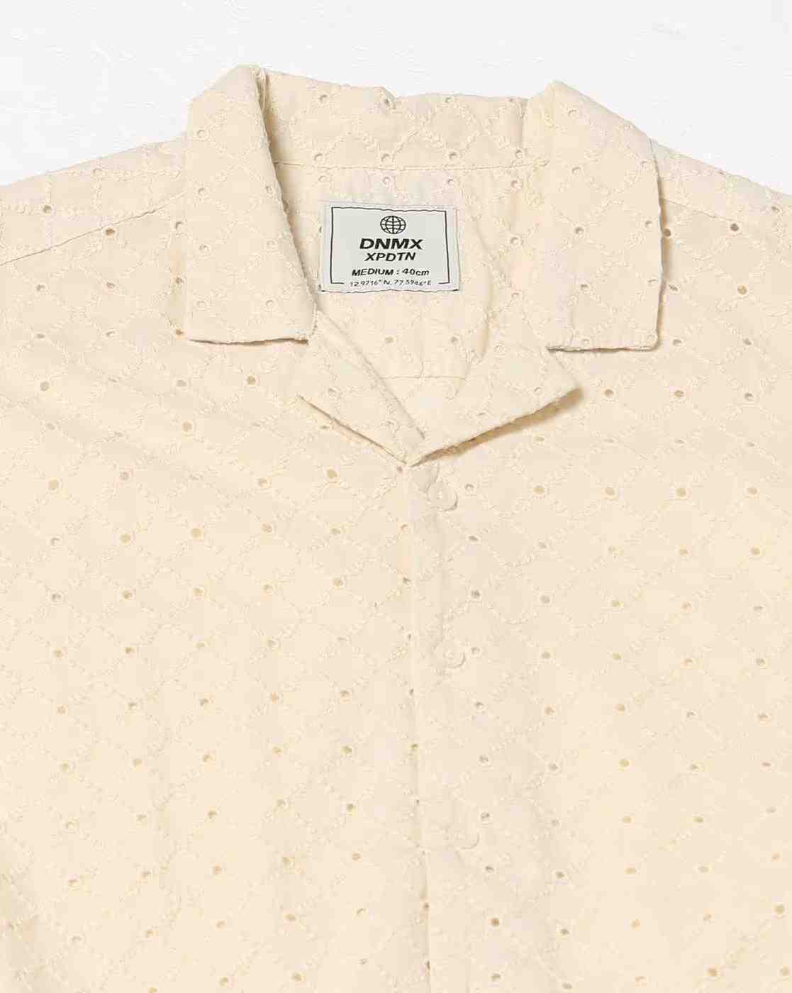 DNMX | Men Schiffli Embroidered Regular Fit Shirt|5