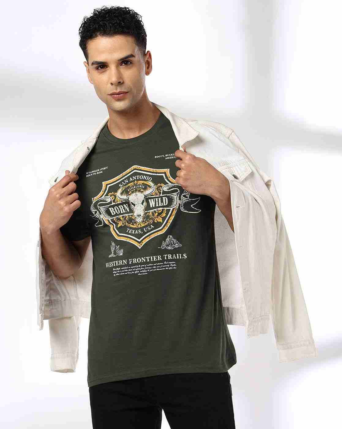 DNMX | Men Graphic Print Regular Fit Crew-Neck T-Shirt|0