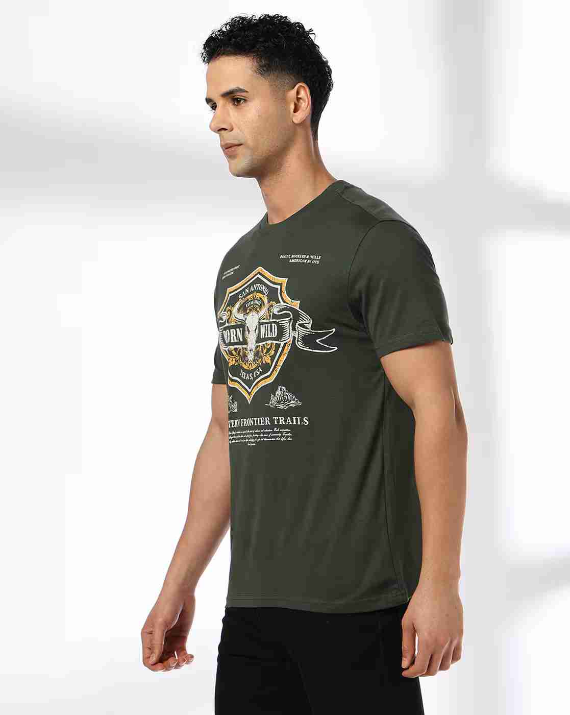 DNMX | Men Graphic Print Regular Fit Crew-Neck T-Shirt|2