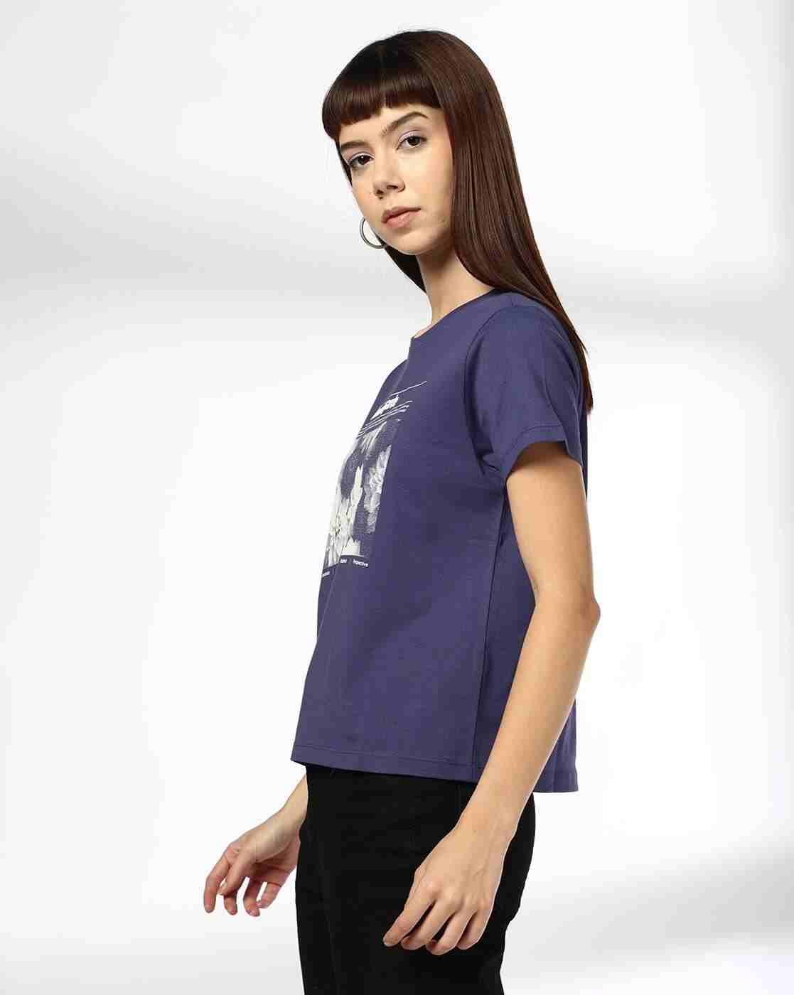 DNMX | Women Floral Print Regular Fit Round-Neck T-Shirt|1
