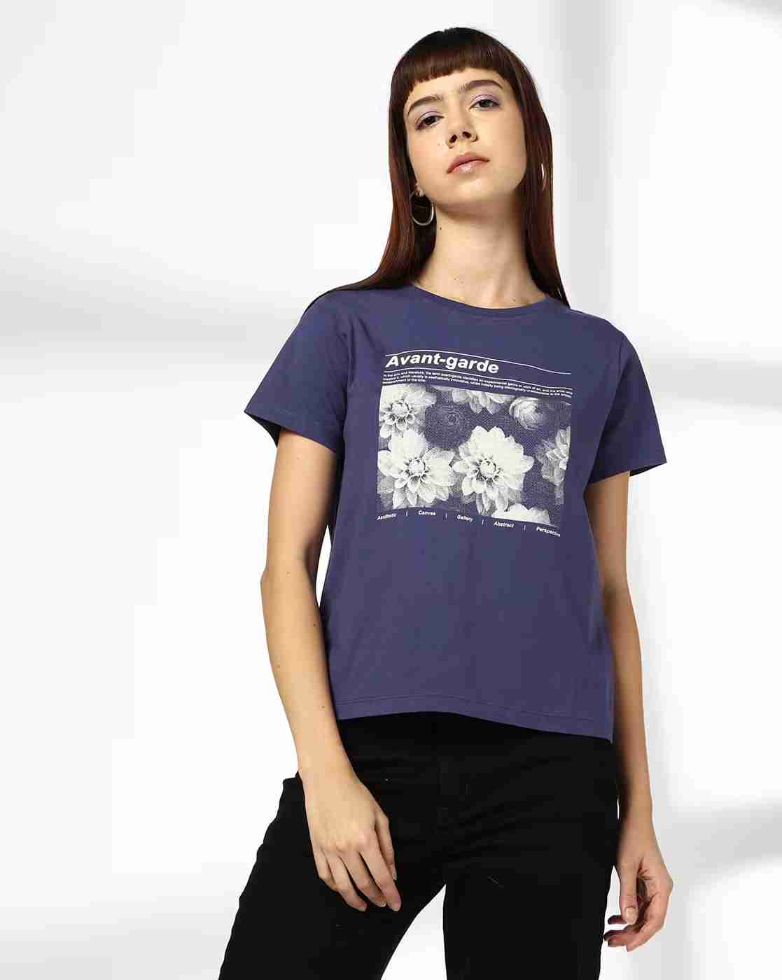 DNMX | Women Floral Print Regular Fit Round-Neck T-Shirt|3