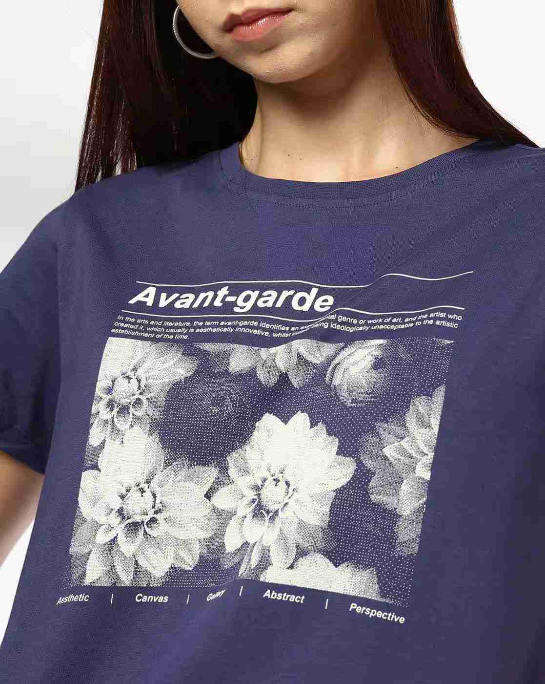 DNMX | Women Floral Print Regular Fit Round-Neck T-Shirt|4