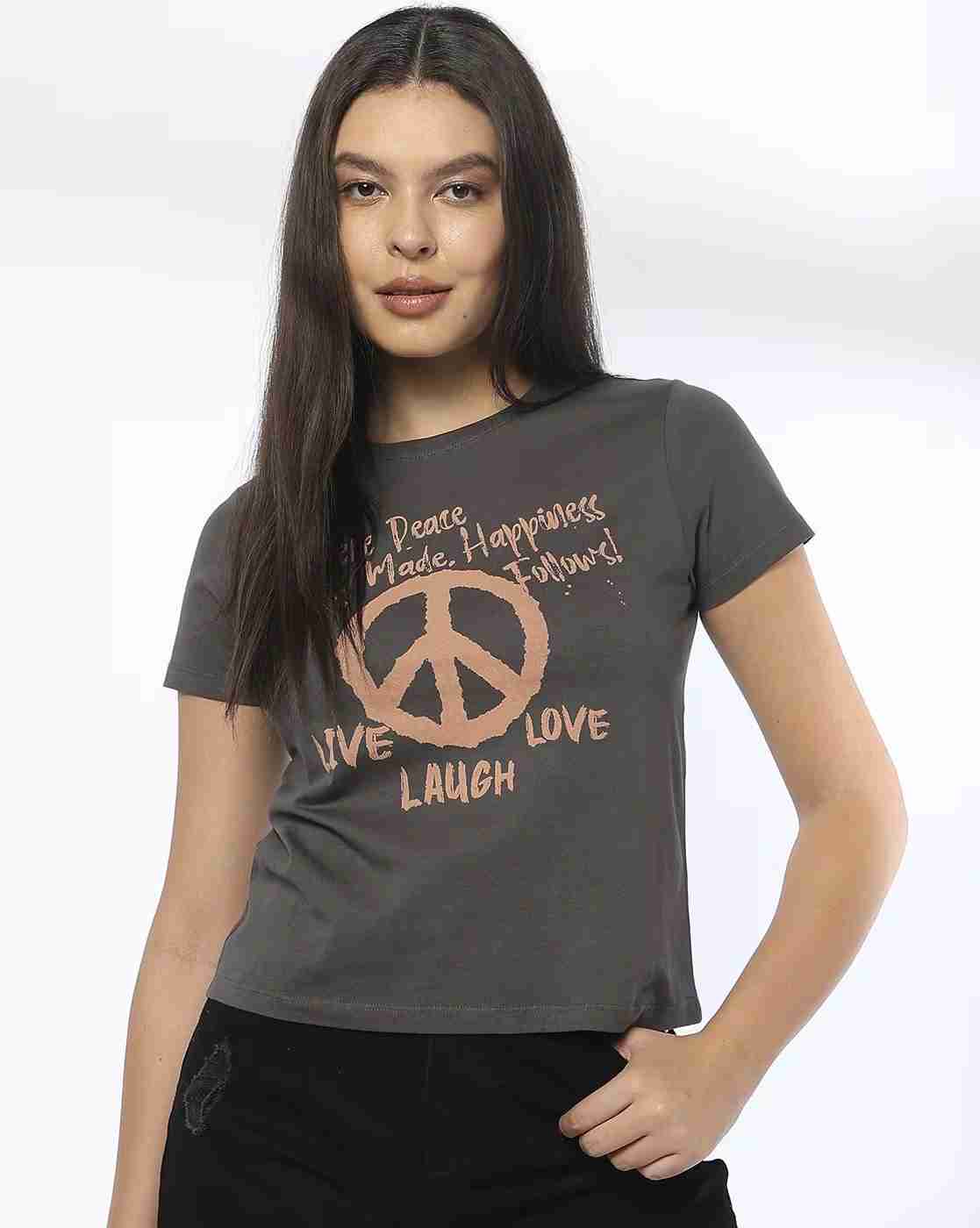 DNMX | Women Graphic Print Regular Fit Crew-Neck T-Shirt|0