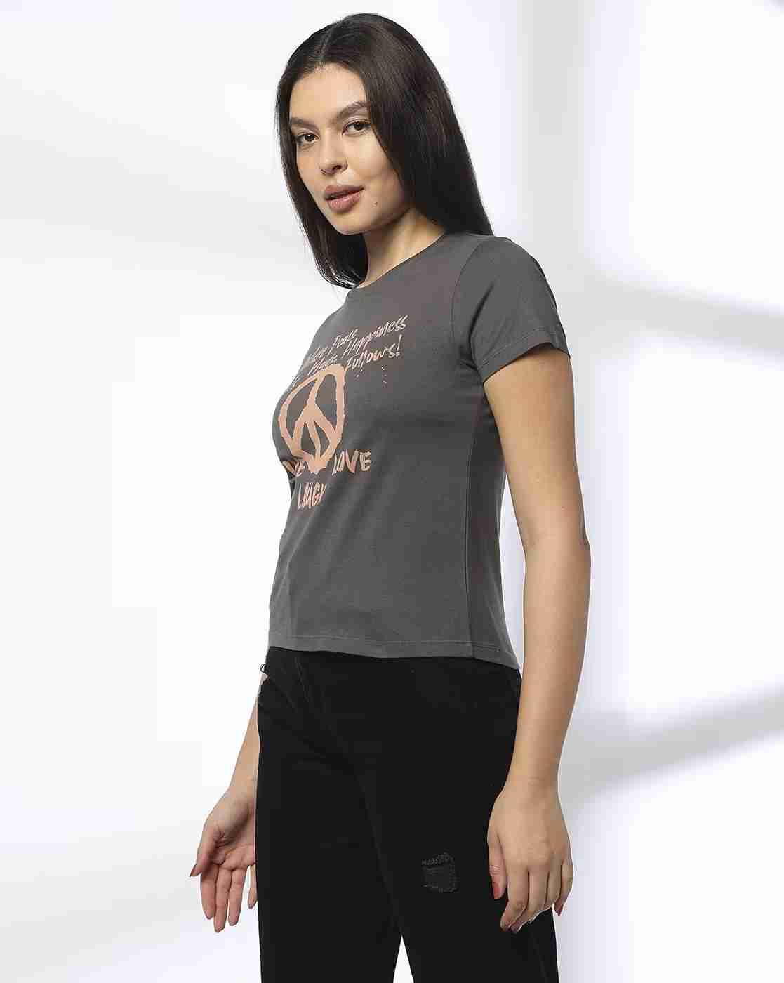 DNMX | Women Graphic Print Regular Fit Crew-Neck T-Shirt|1