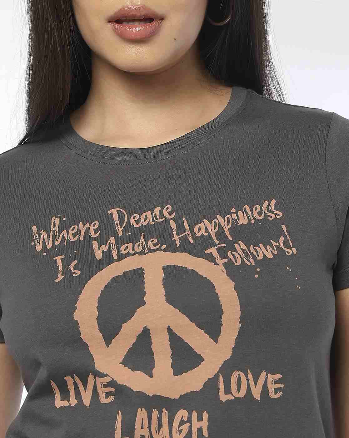 DNMX | Women Graphic Print Regular Fit Crew-Neck T-Shirt|3