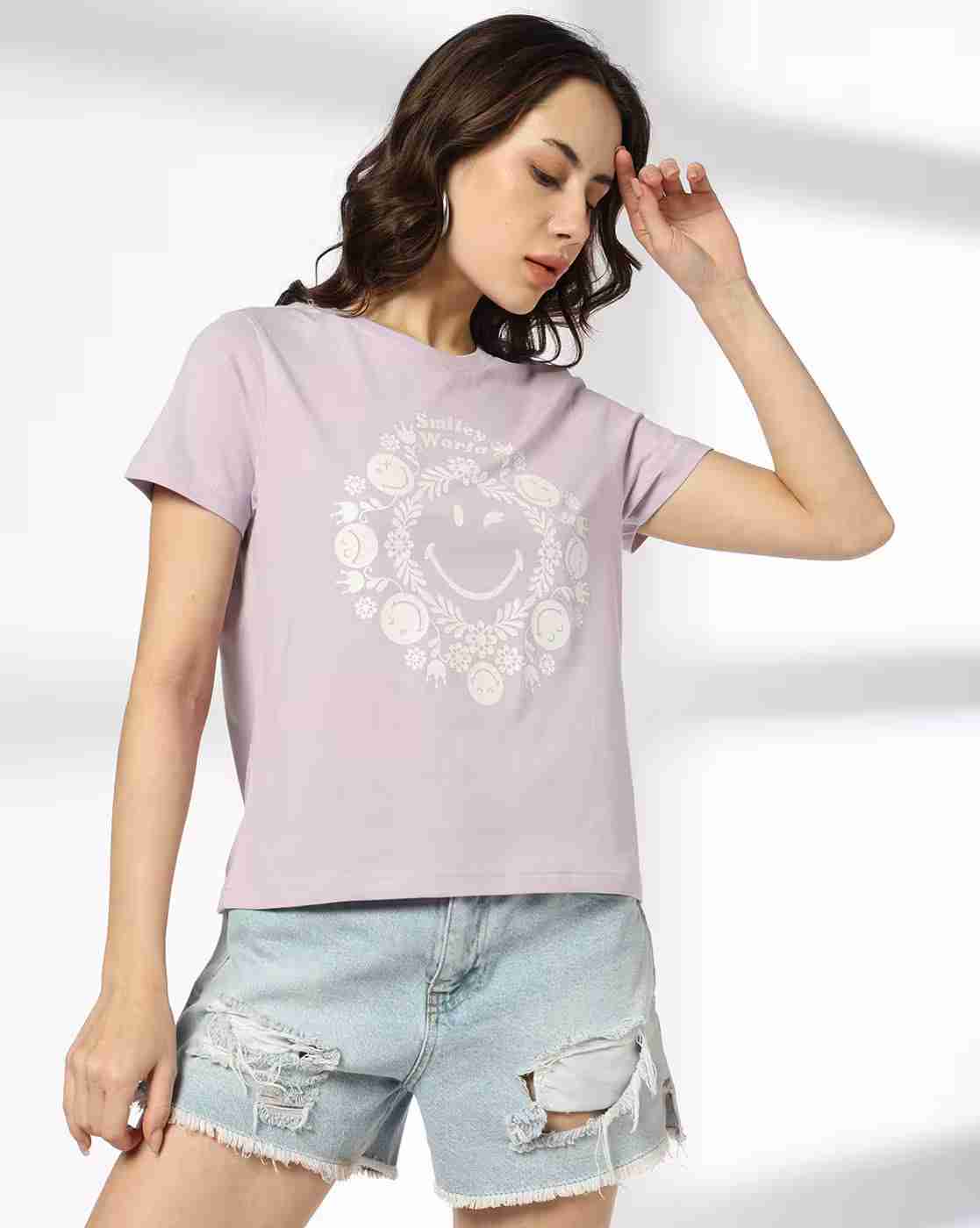 DNMX | Women Graphic Print Regular Fit Round-Neck T-Shirt|0
