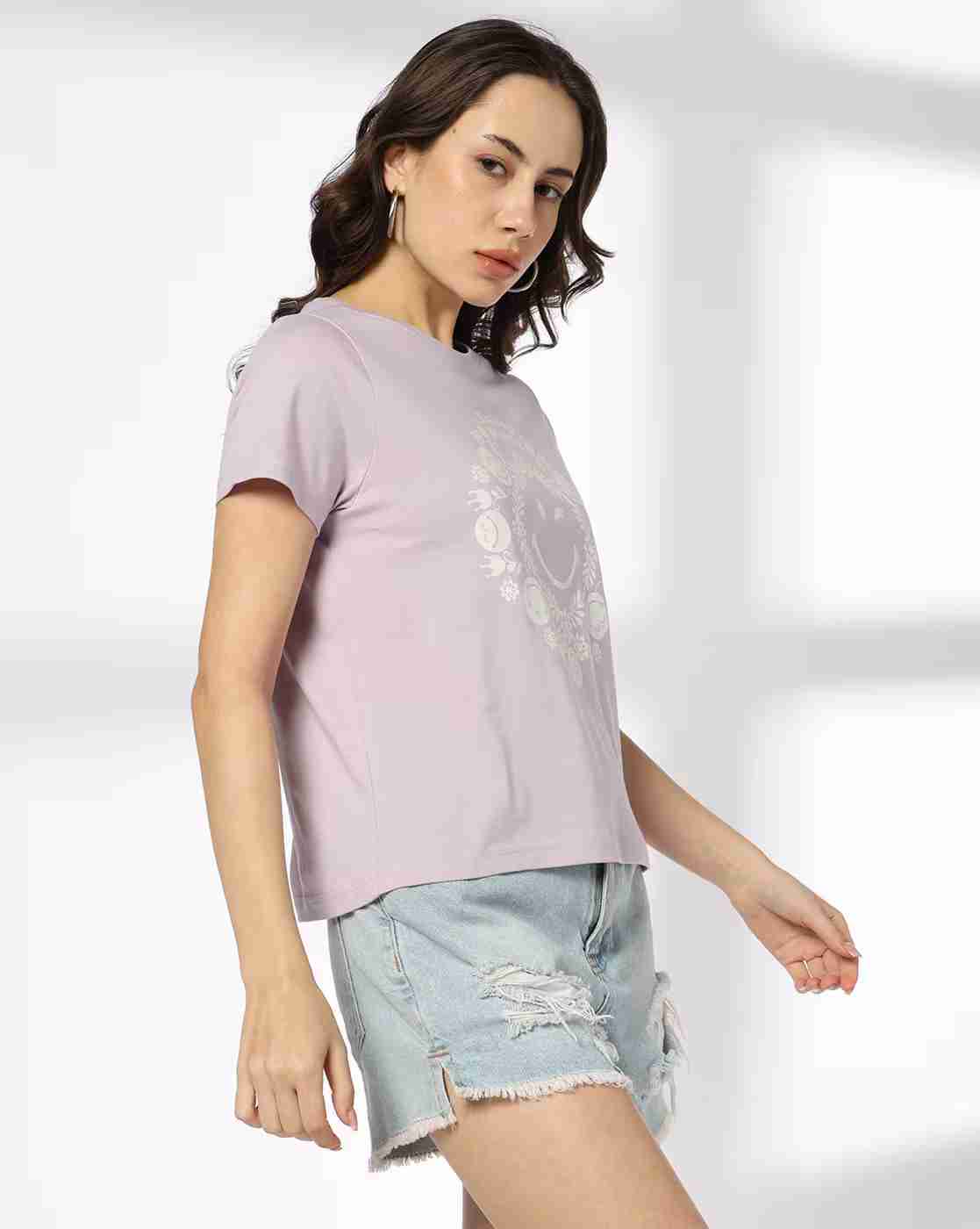 DNMX | Women Graphic Print Regular Fit Round-Neck T-Shirt|1