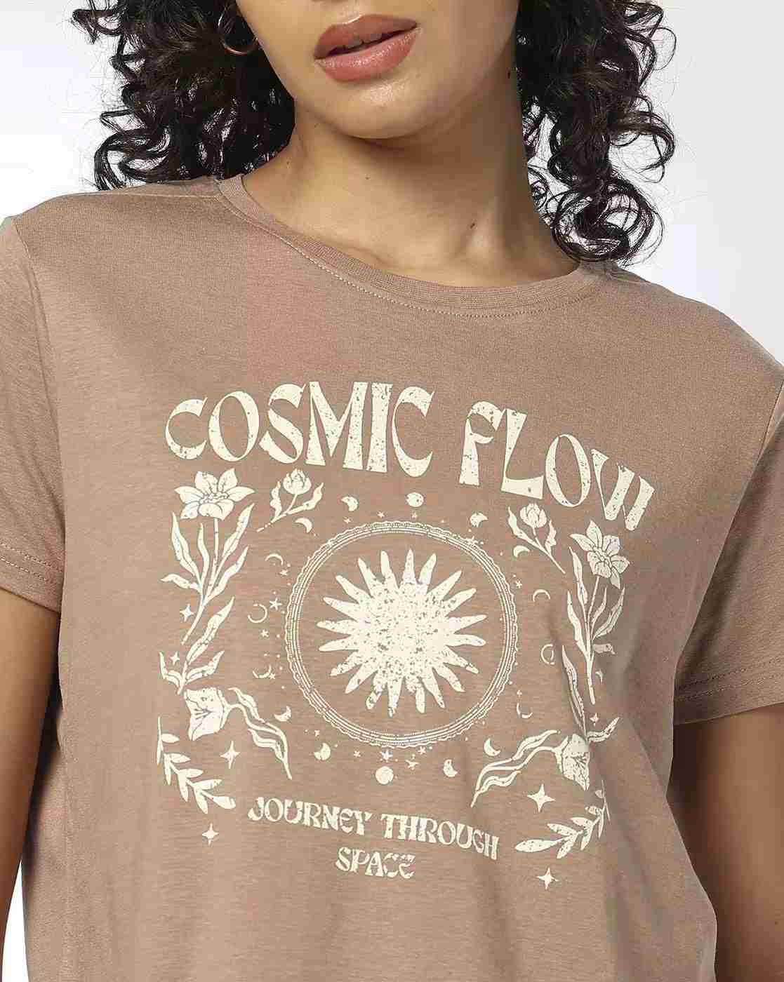 DNMX | Women Graphic Print Regular Fit Crew-Neck T-Shirt|2
