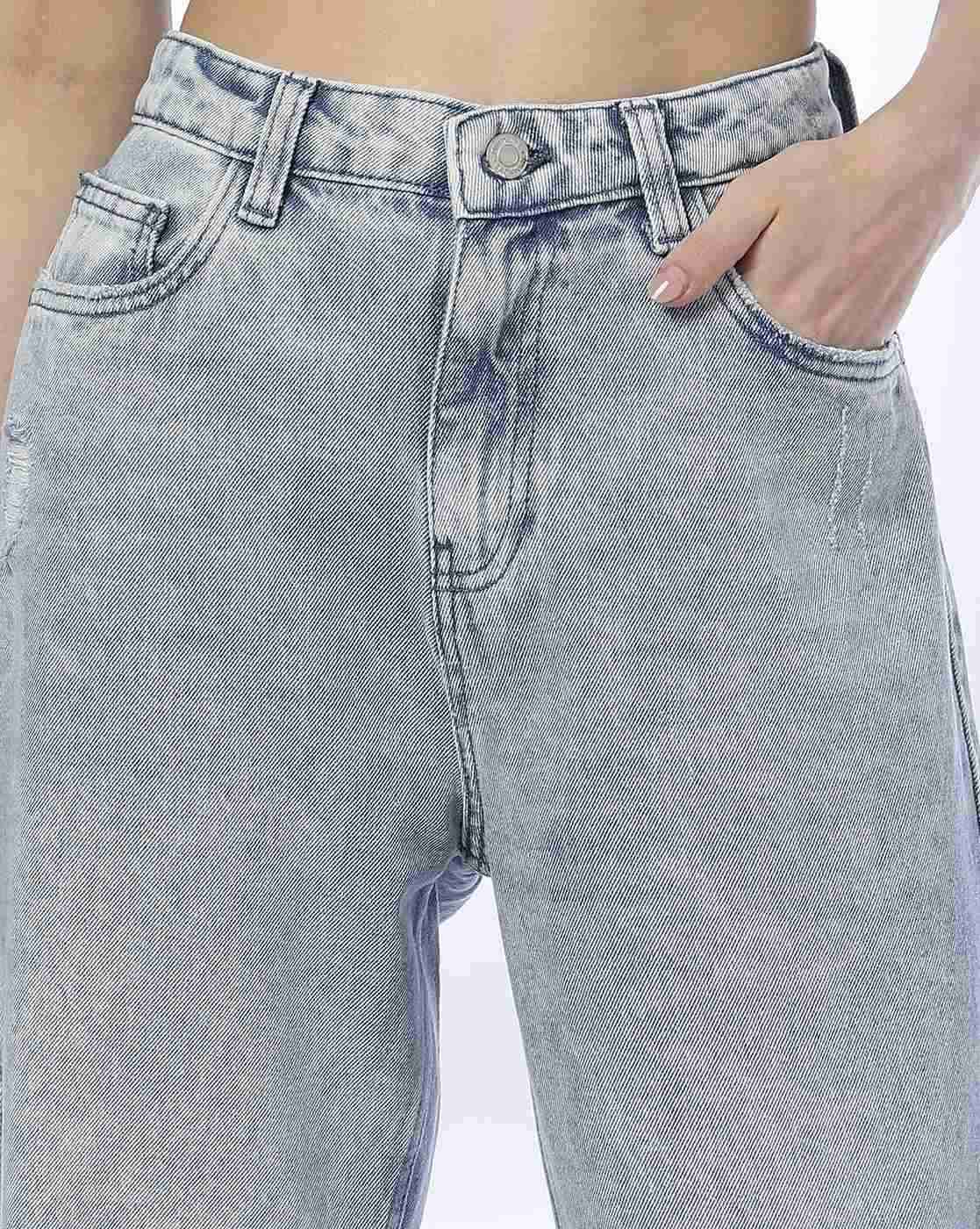 DNMX | Women Heavily Washed Distressed Relaxed Jeans|3