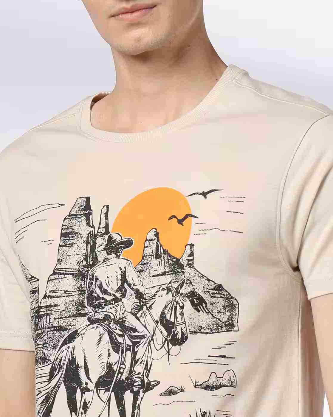 DNMX | Men Graphic Print Regular Fit Crew-Neck T-Shirt|4