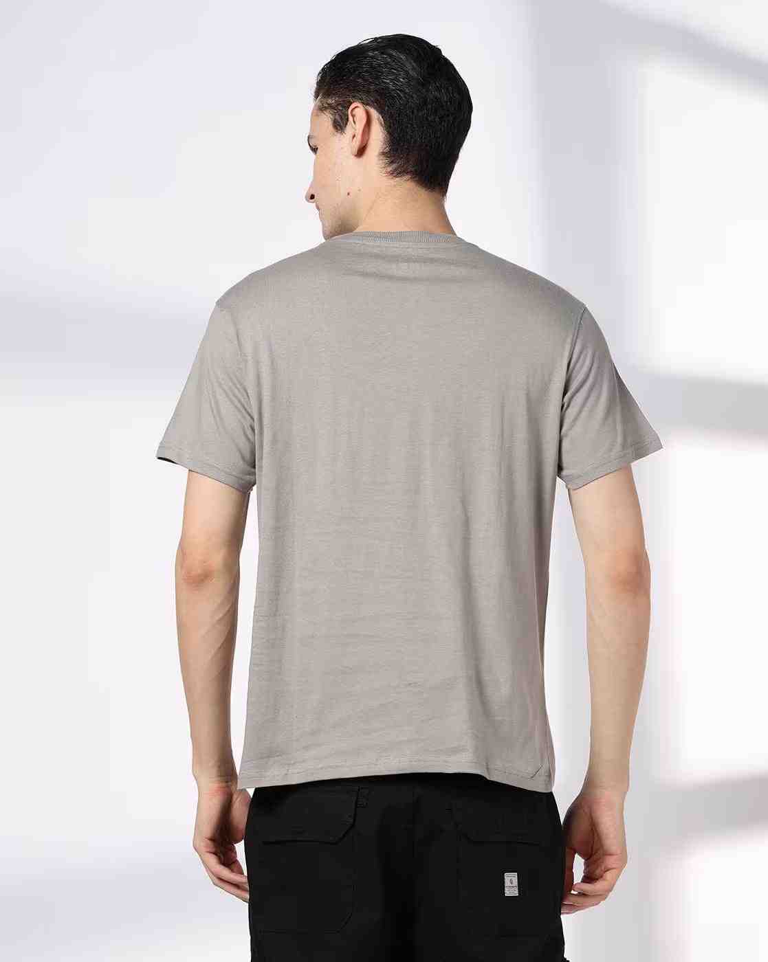 DNMX | Men Typographic Print Regular Fit Crew-Neck T-Shirt|2
