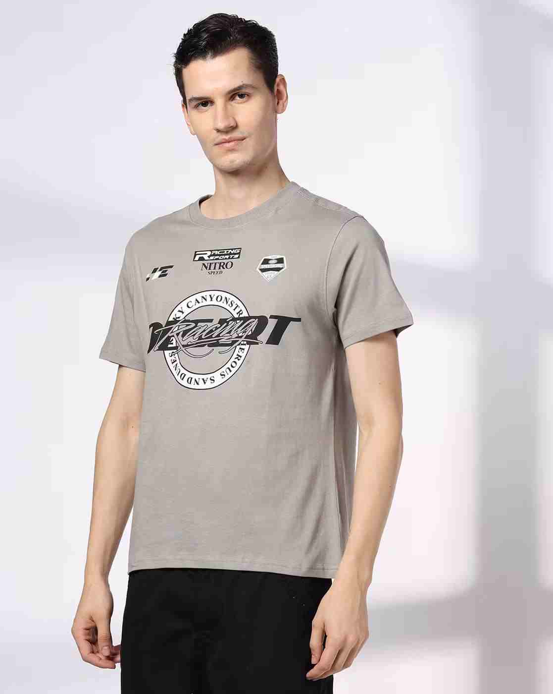 DNMX | Men Typographic Print Regular Fit Crew-Neck T-Shirt|3