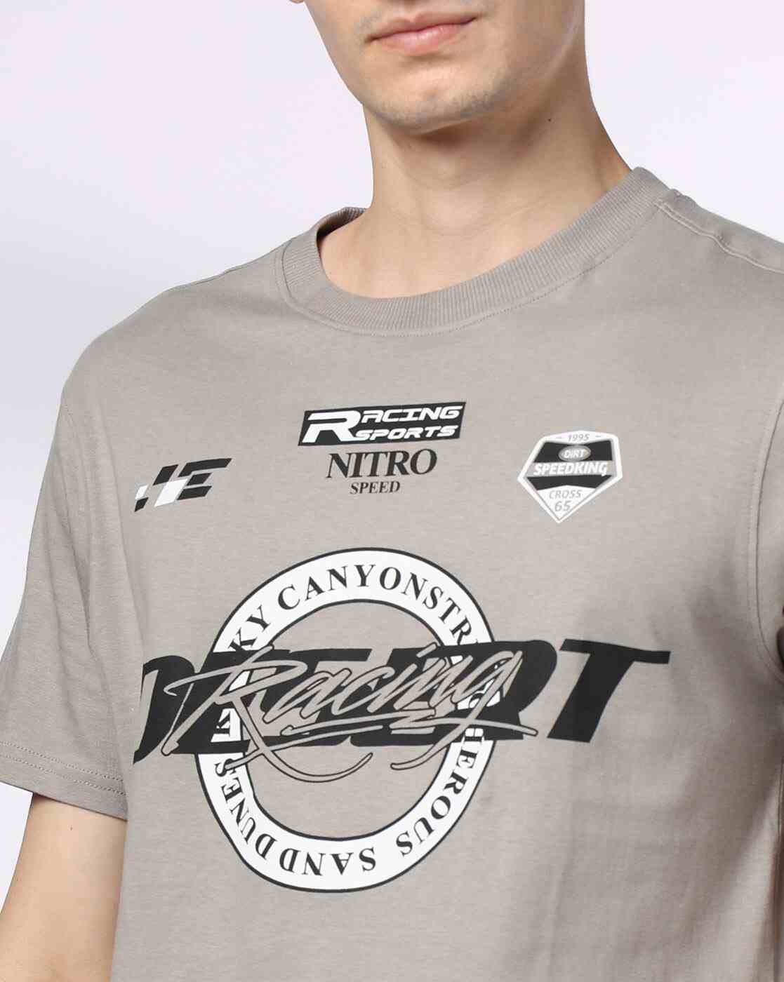 DNMX | Men Typographic Print Regular Fit Crew-Neck T-Shirt|4