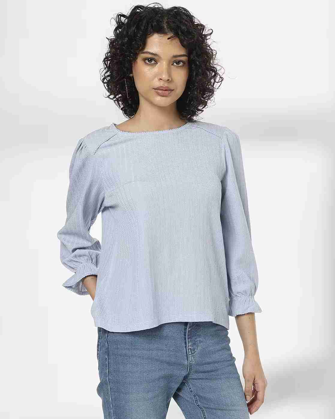 Women Striped Regular Fit Crew-Neck T-Shirt