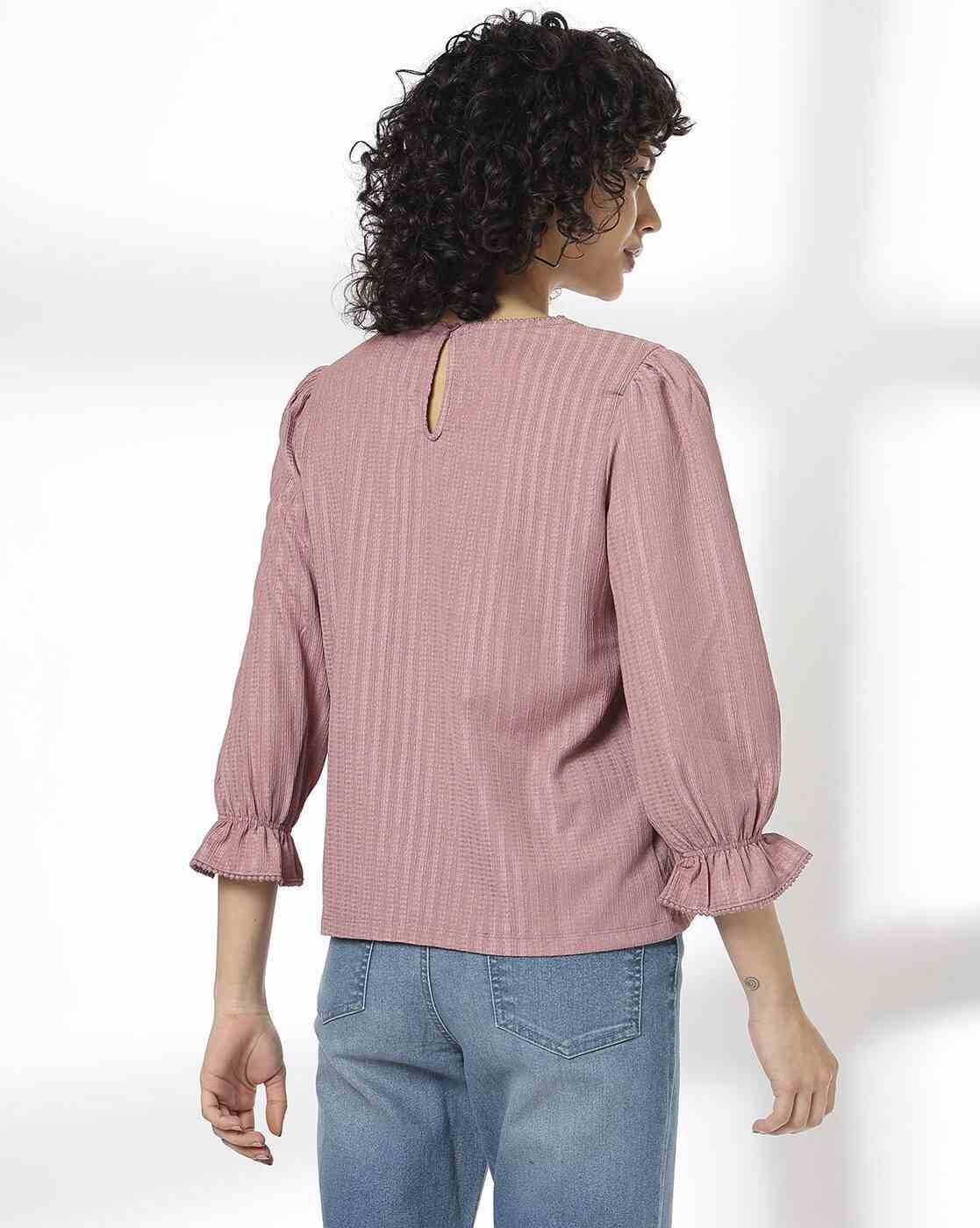 DNMX | Women Striped Regular Fit Crew-Neck T-Shirt|1