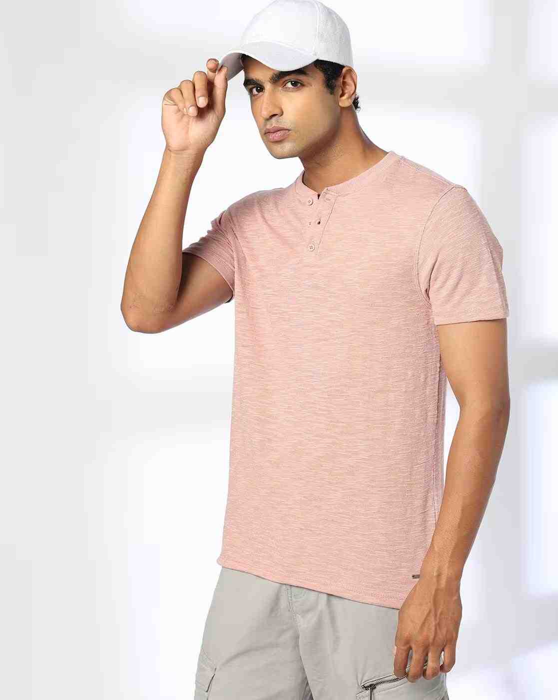 Men Printed Regular Fit Henley T-Shirt