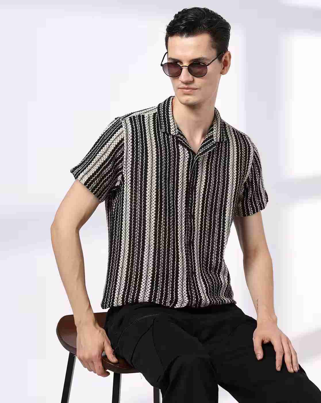 DNMX | Men Aztec Print Regular Fit Shirt|0