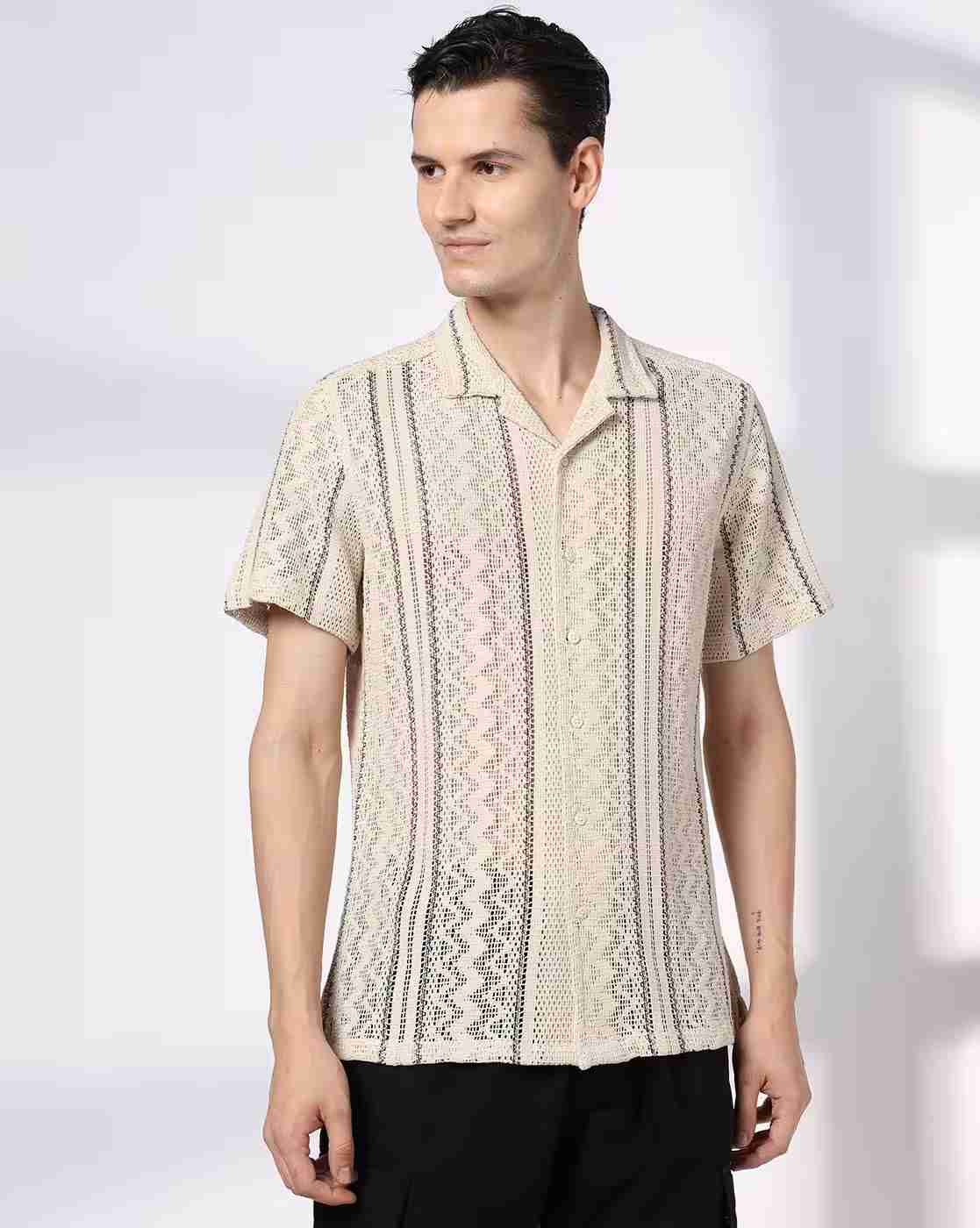 DNMX | Men Patterned Regular Fit Shirt|1