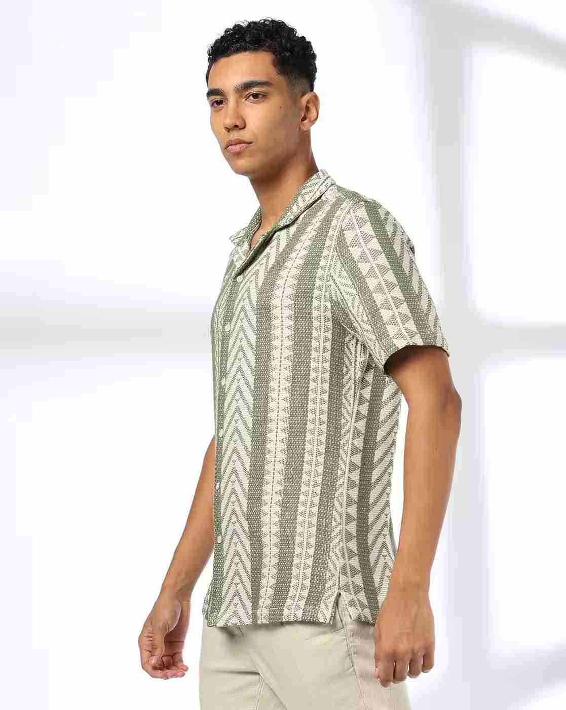 DNMX | Men Aztec Pattern Regular Fit Shirt|1