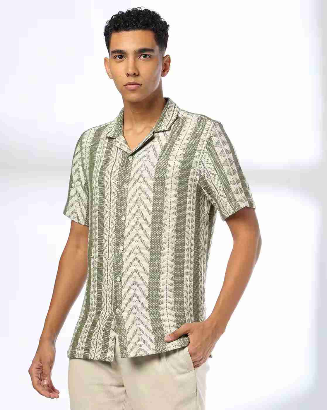 DNMX | Men Aztec Pattern Regular Fit Shirt|3