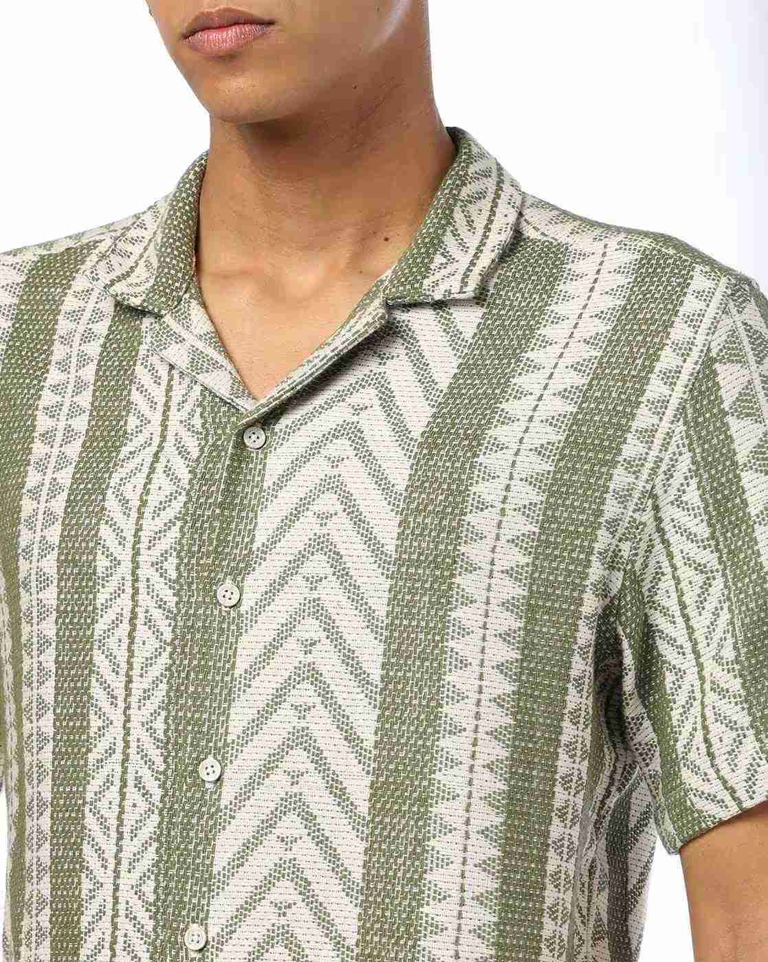 DNMX | Men Aztec Pattern Regular Fit Shirt|4