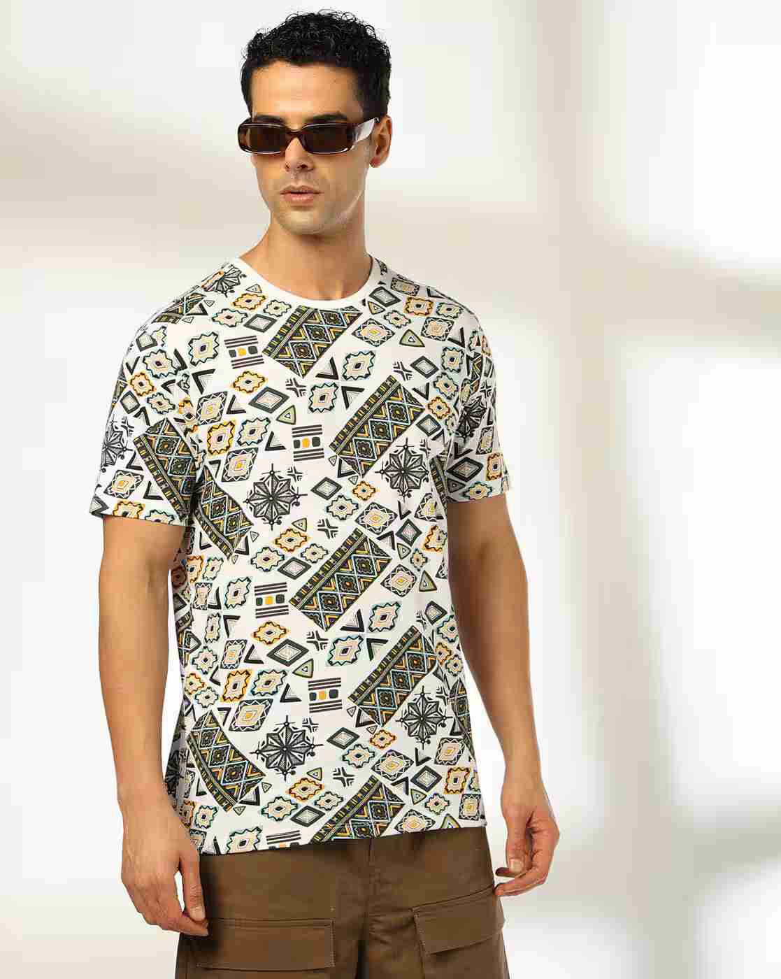 DNMX | Men All-Over Print Regular Fit Crew-Neck T-Shirt|0