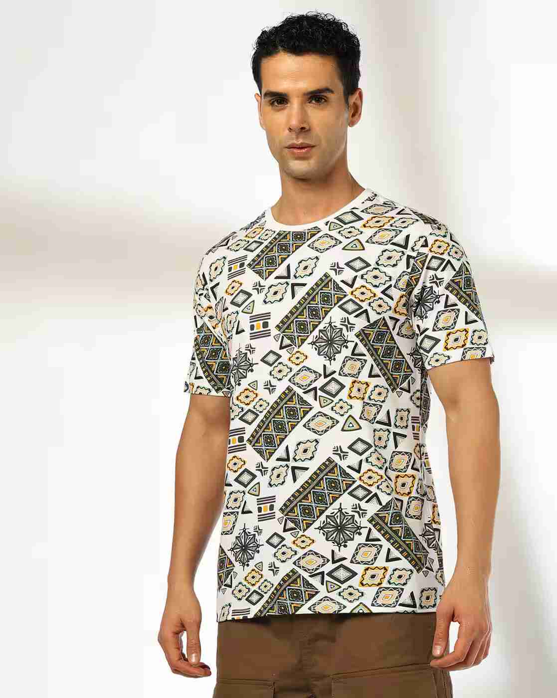 DNMX | Men All-Over Print Regular Fit Crew-Neck T-Shirt|1