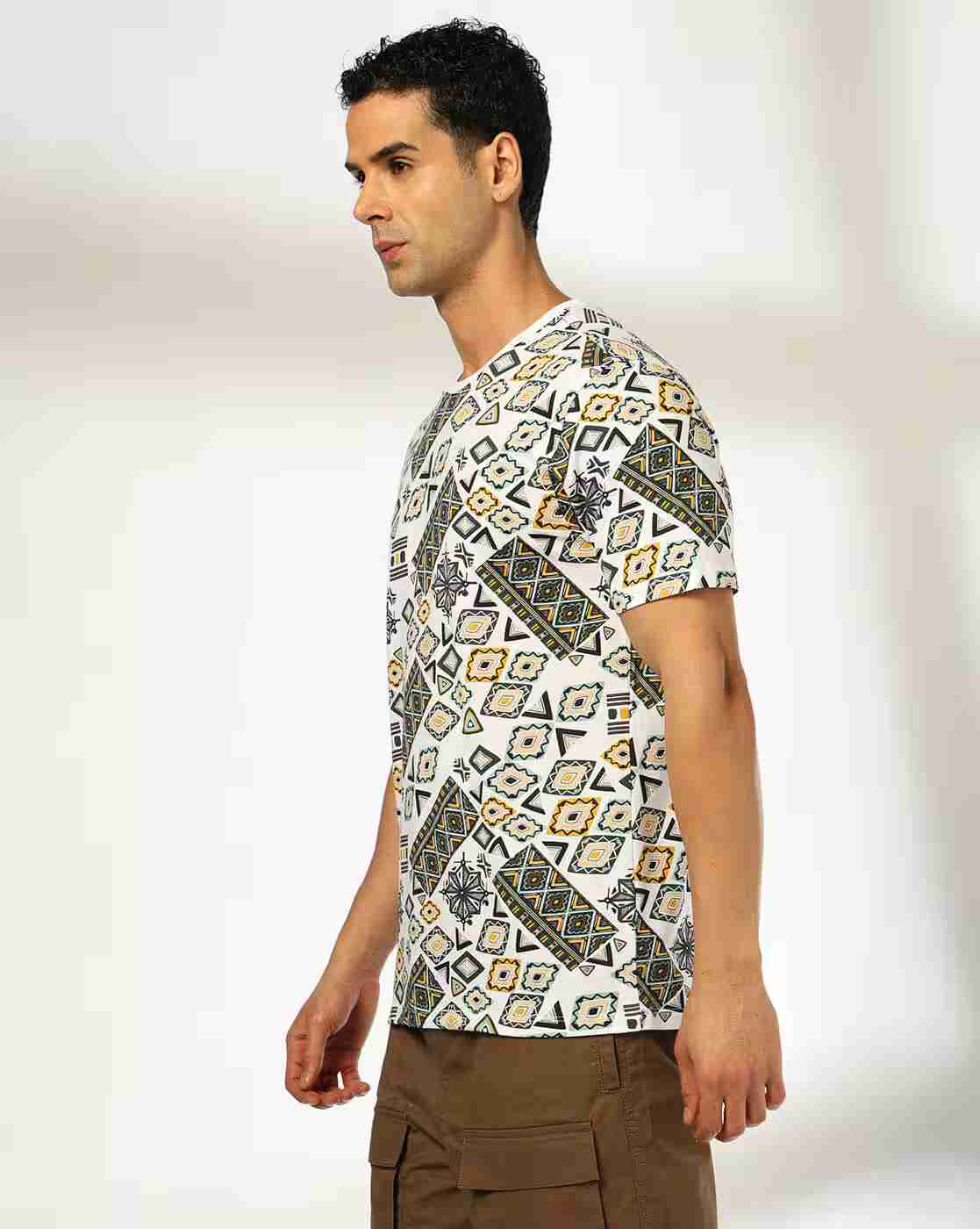 DNMX | Men All-Over Print Regular Fit Crew-Neck T-Shirt|2