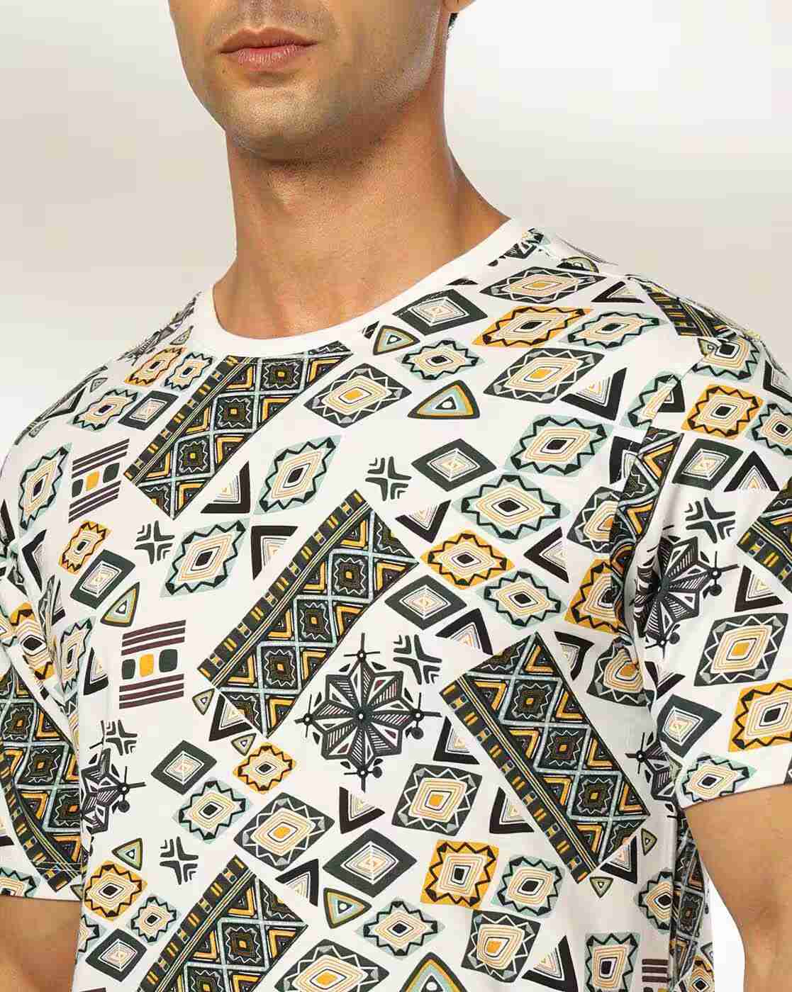 DNMX | Men All-Over Print Regular Fit Crew-Neck T-Shirt|4