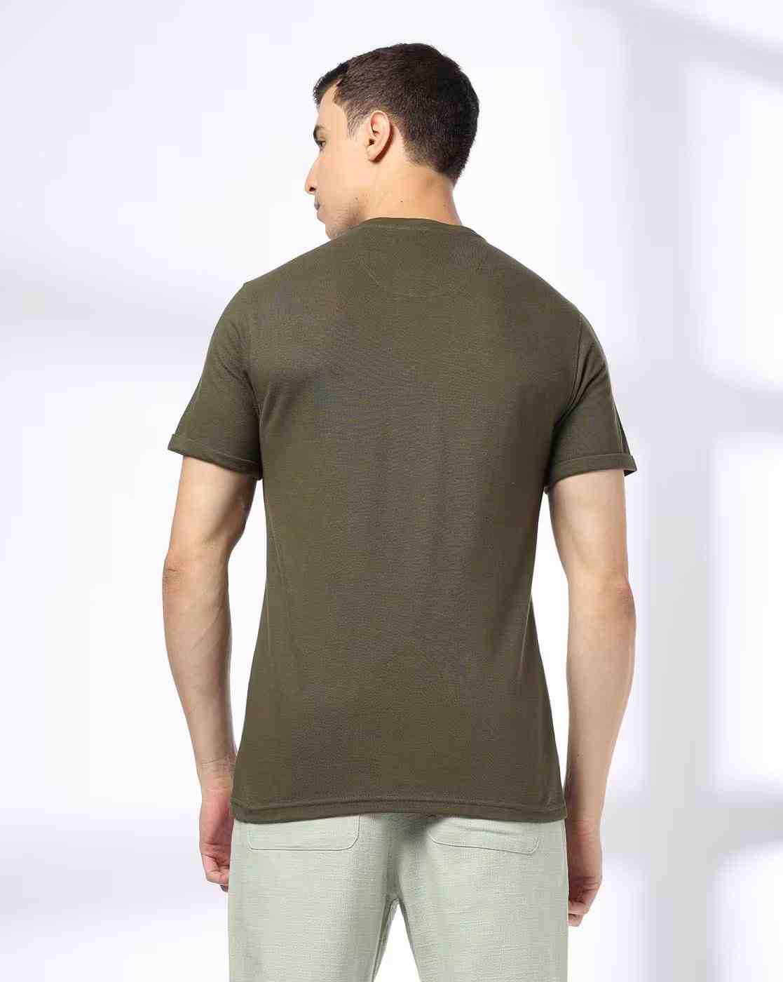 DNMX | Men Regular Fit Henley T-Shirt|2
