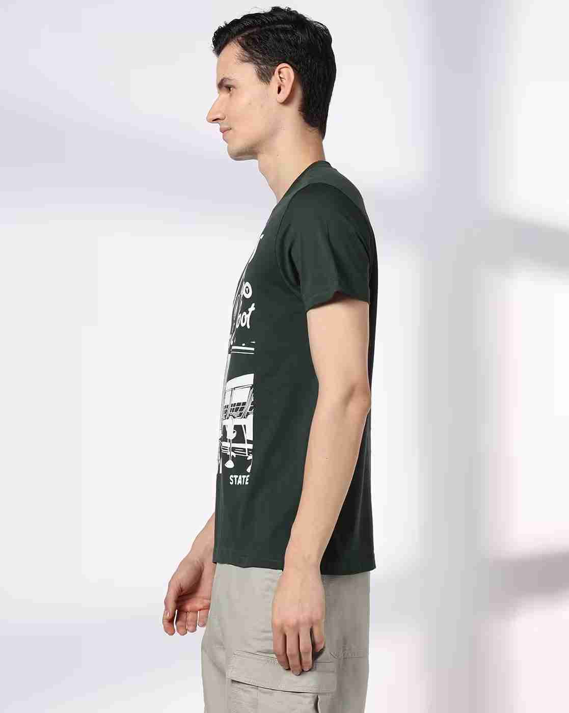 DNMX | Men Typographic Print Regular Fit Crew-Neck T-Shirt|1