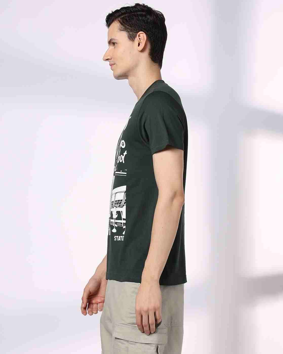 DNMX | Men Typographic Print Regular Fit Crew-Neck T-Shirt|1