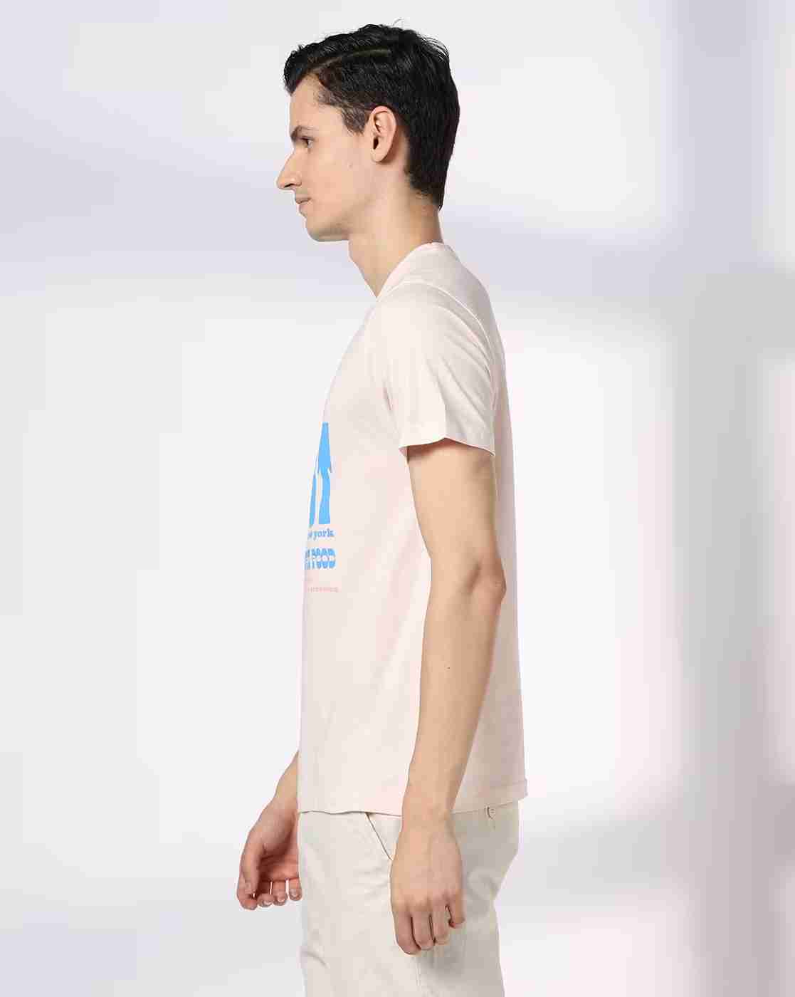 DNMX | Men Typographic Print Regular Fit Crew-Neck T-Shirt|1