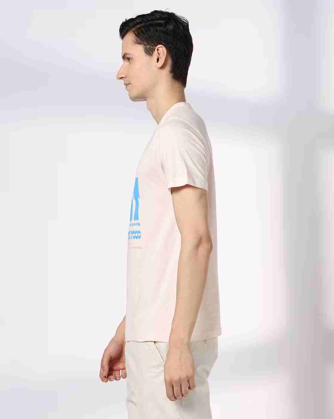 DNMX | Men Typographic Print Regular Fit Crew-Neck T-Shirt|1