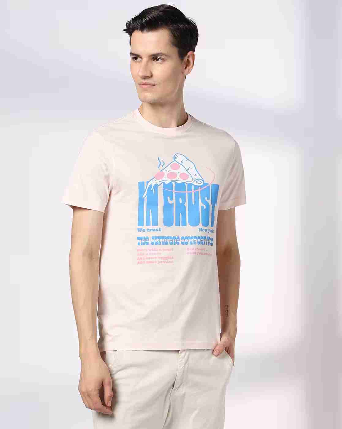 DNMX | Men Typographic Print Regular Fit Crew-Neck T-Shirt|3