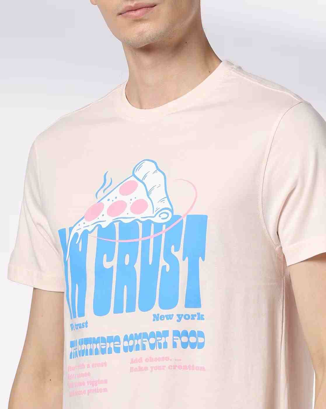 DNMX | Men Typographic Print Regular Fit Crew-Neck T-Shirt|4
