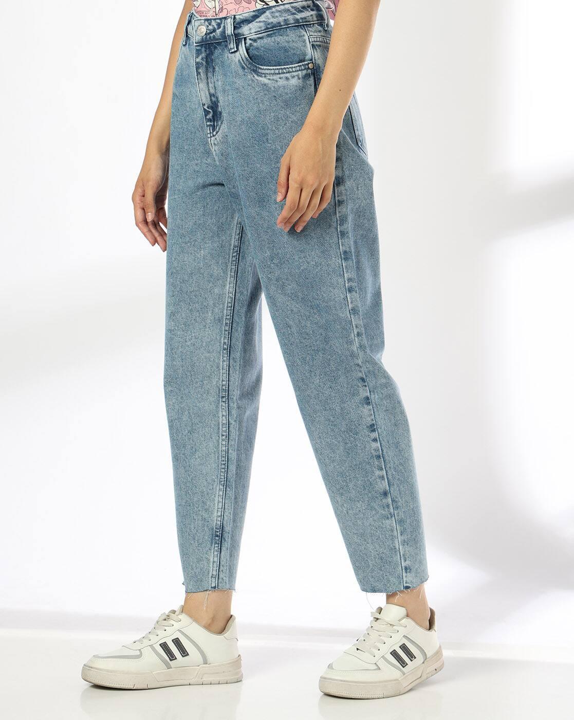 DNMX | Women Heavily Washed Boyfriend Jeans|1