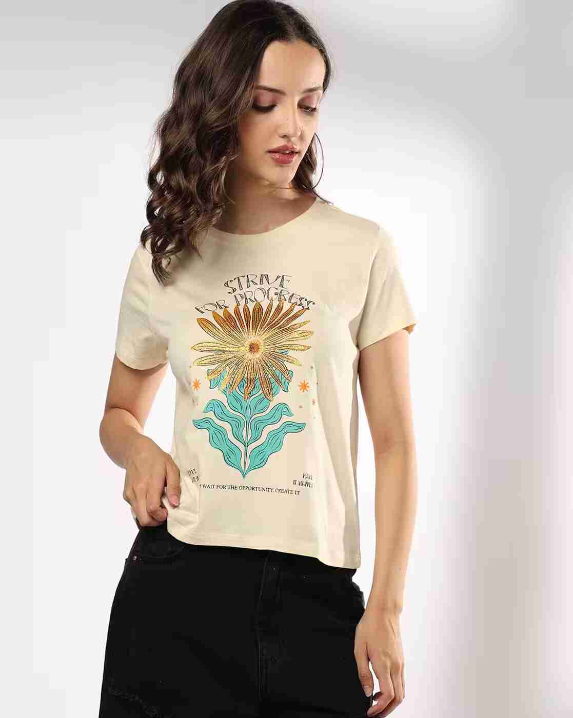DNMX | Women Destiny Regular Fit Crop T-Shirt|0