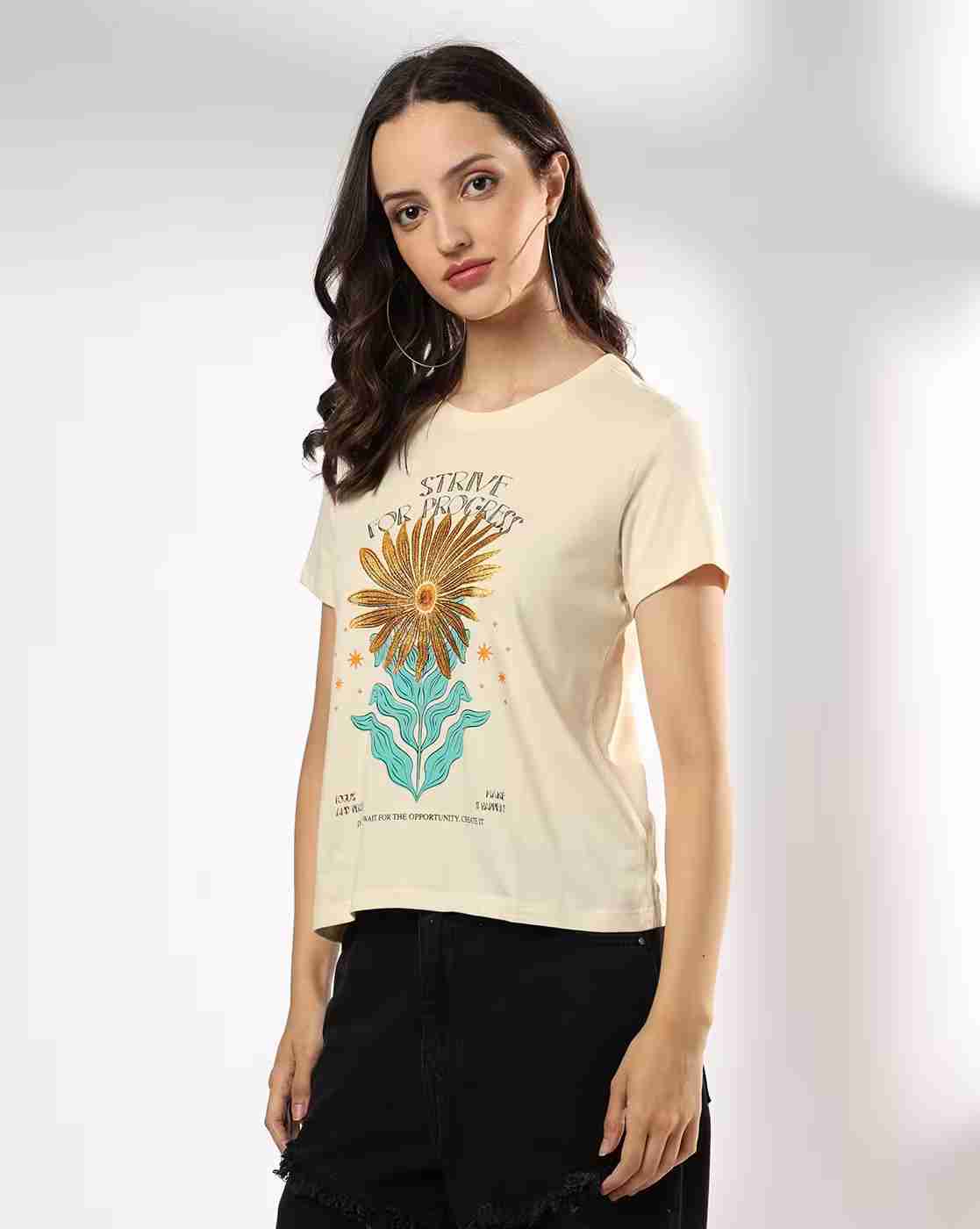 DNMX | Women Destiny Regular Fit Crop T-Shirt|1