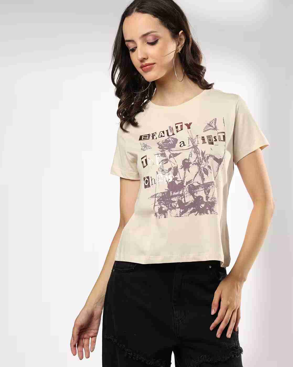 DNMX | Women Graphic Print Relaxed Fit T-Shirt|0