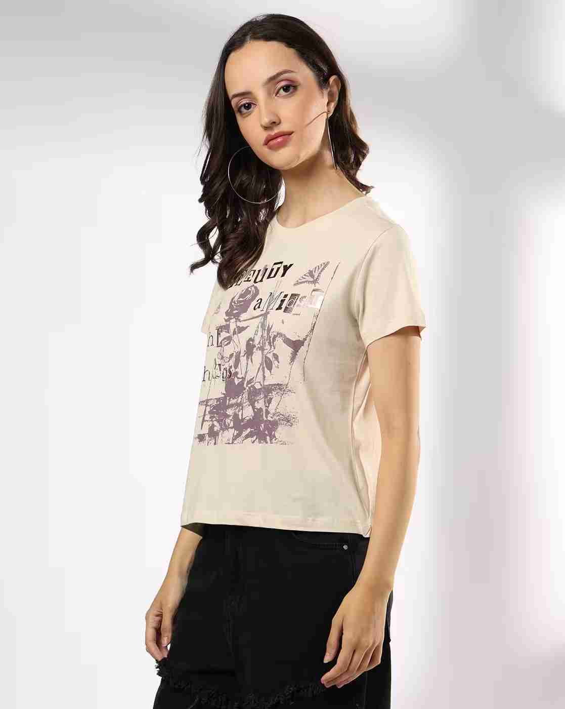 DNMX | Women Graphic Print Relaxed Fit T-Shirt|1