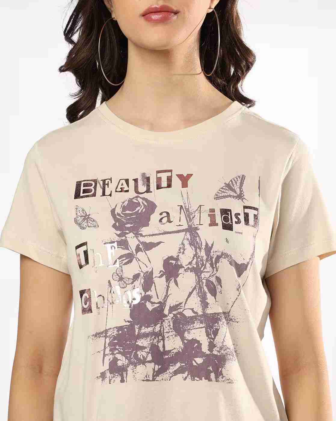 DNMX | Women Graphic Print Relaxed Fit T-Shirt|3