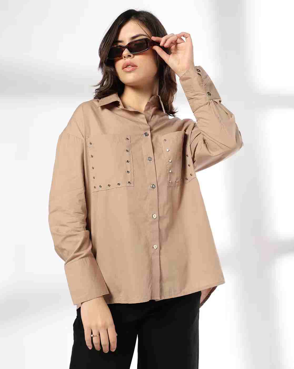 DNMX | Women Tailored Fit Shirt with Embellishments|0