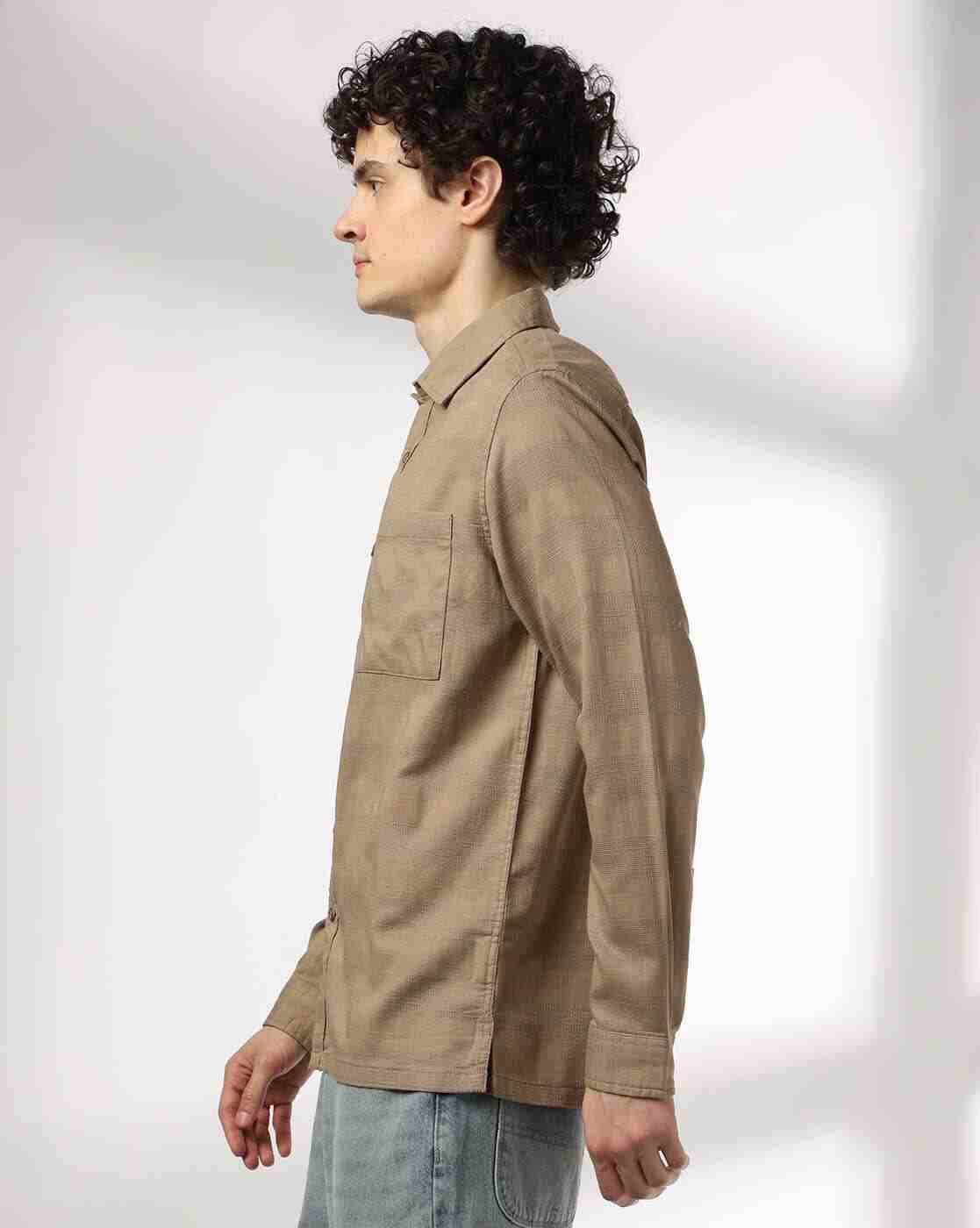 DNMX | Men Striped Slim Fit Shirt with Patch Pocket|1