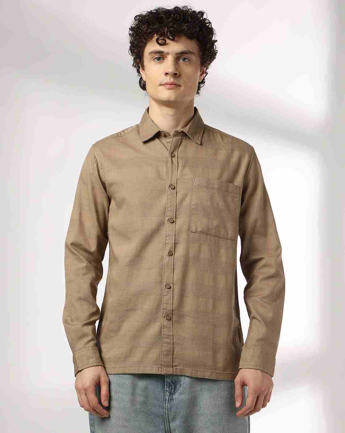 DNMX | Men Striped Slim Fit Shirt with Patch Pocket|3