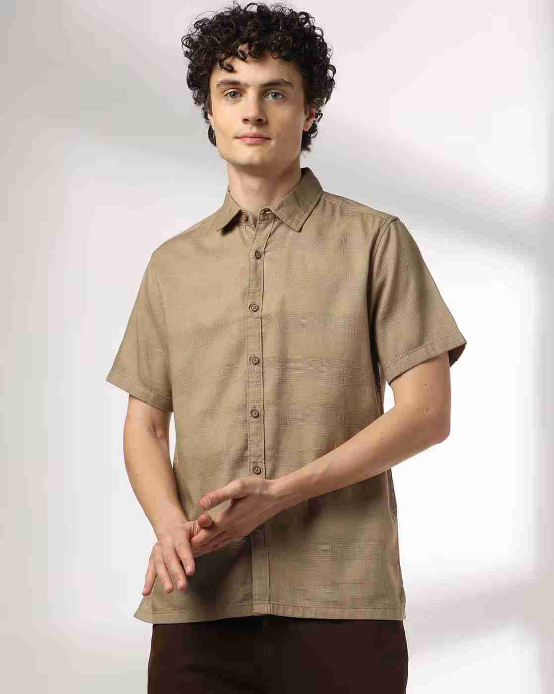 DNMX | Men Striped Regular Fit Shirt with Patch Pocket|0