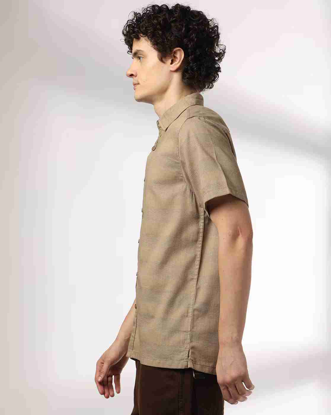 DNMX | Men Striped Regular Fit Shirt with Patch Pocket|1