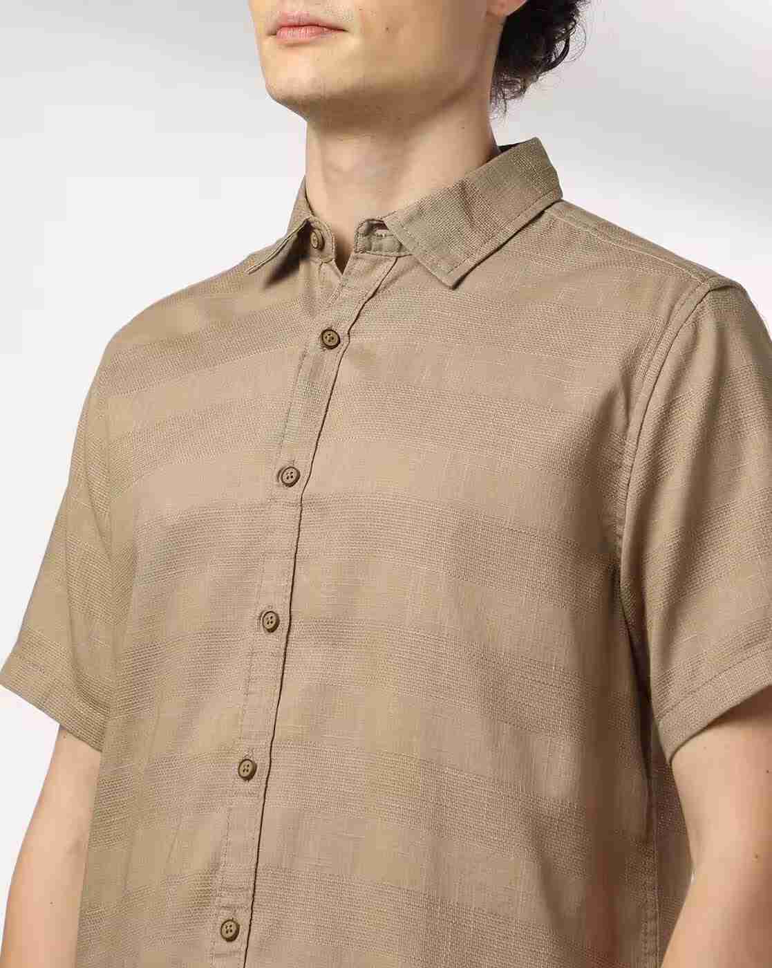 DNMX | Men Striped Regular Fit Shirt with Patch Pocket|3