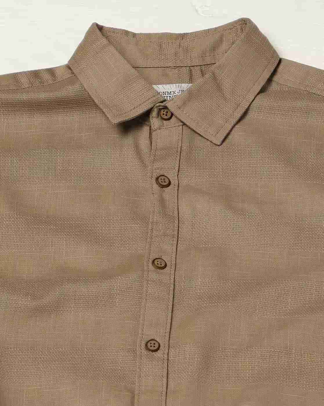 DNMX | Men Striped Regular Fit Shirt with Patch Pocket|4